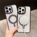 HOCE Luxury Glitter Magnetic Phone Cases For iPhone 16 15 14 13 12 11 Pro Max MagSafe Case Diamond Camera Protector Plating Shockproof Bumper Soft Clear Back Cover.