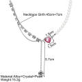 Trend Tassel Pearl Crystal Patchwork Necklace Sweet Fashion Clavicle Chain Cute Pink Pendant Necklaces for Women Girls Jewelry Gift.