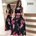 Women Short Sleeve Hollow Out O-neck Long Dress Summer Elegant Floral Printed High Waist Elastic Elegant Boho Robe Maxi Vestidos. 