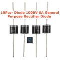 10Pcs- Diode 1000V 6A General Purpose Rectifier Diode. 