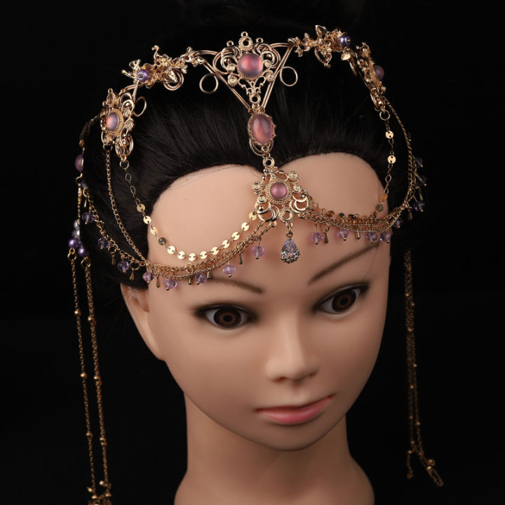 Photography:%20wedding%20dress,%20exotic%20hair%20accessories,%20headdress,%20heavy%20industry,%20vintage%20clothes,%20Hanfu%20accessories,%20jasmine,%20Western%20Regions,%20blue%20Dunhuang%20hair%20crown%20-%20Image%203