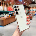 Applicable to Japan and South Korea S23U Hollow out Heart Mobile Phone Shell Samsung S23FE/A24 Electroplating Straight Edge Google 7A Protective Sleeve .. 