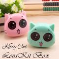 kitty kit Contact Lens case or Travel Kit Box with mirror cute lens box Tweezers & Applicator #kitty8. 
