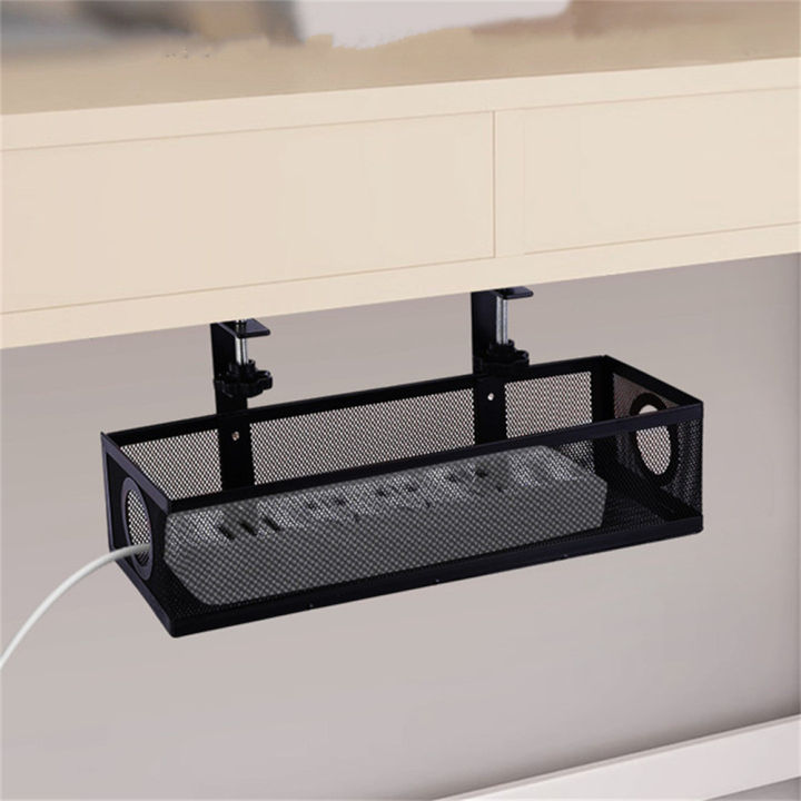 Sleek Design Cable Management Box Clutter-Free Space-Saving Easy-To-Install Under Desk Tray Compact Cable Organizer for Home