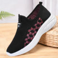 2024 spring new women's shoes light soft soles casual single shoes one foot slip shoes for middle-aged and elderly mothers comfortable walking shoes. 