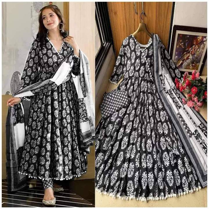 New%20exclusive%20designed%20Linen%20Screen%20Print%20Gown%20Poppon%20Work%203piece%20long%20kurti%20For%20Stylish%20Women%20/%20Girls%20-%20Image%202