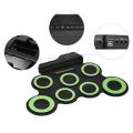 Portable Electronic Drum Digital USB 7 Pads Roll up Drum Set Silicone Electric Drum Pad Kit with DrumSticks Foot Pedal.