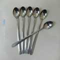 Rosy Long Handle pickling spoon 6 Pieces Stainless Steel Teaspoon Coffee Dessert Mixing Spoon Round Soup Spoon 8 inches. 