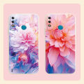 Itel A56 Pro Pink Blue Flowers Pattern Silicone Phone Case.