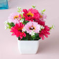 Artificial Flower Potted Plant Lifelike Gypsophila Wood Pot Bonsai Home Garden Ornaments Decoration.