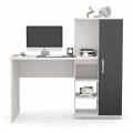 Office Desk Table with Shelves Storage Computer Table Study Desk for Students by BM Furniture( Finish Color Black & White).