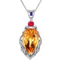 Live Pendant 18K gold-plated temperament pear-shaped large loose stone 22 carat Brazilian citrine pendant necklace. 