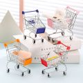 Supermarket Handcart Trolley Mini Shopping Cart Desktop Decor Storage Toy Gift For Kid Furniture Accessories. 