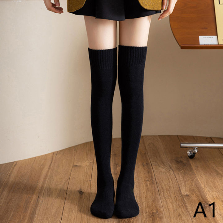 Fashion Thicken Thigh High Socks Women Solid Long Stockings