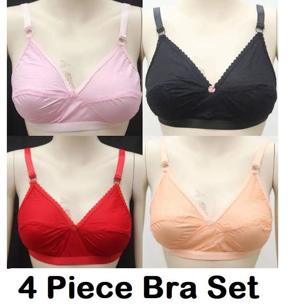 4 piece set Boil Fabrics Cotton Bras - Comfortable Choices for Girls and Women - Stylish Undergarments for All-Day Comfort
