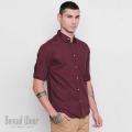 Trendy Maroon Long Sleeve Casual Shirt.