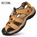 Men's Sandals Summer Anti-collision Toe Outdoor Walking Treking Casual Shoes Leather Hiking Men Slippers Beach Wading Shoes.