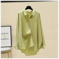 2023 Autumn Women's Wear Tencel Cotton Loose Relaxed Sunscreen Shirt Korean Edition Solid Color Versatile Drop Long Sleeve Top.