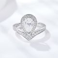 Follow Cloud 1.5ct Pearl Water Drops Pear-shaped Moissanite Diamond Rings for Women Wedding Band Jewelry S925 Sterling Silver. 