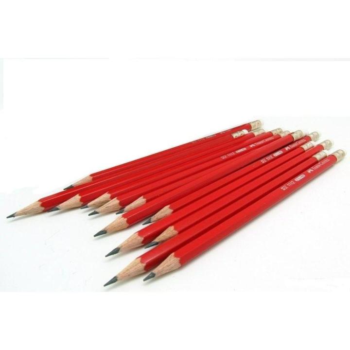 Faber-Castell Red Matt HB Pencils - 12 Pcs
