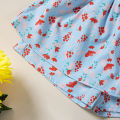 Children Girl Playsuit, Sleeveless Tie Up Sling Straps Floral Printed Elastic Waist One Piece Jumpsuit. 