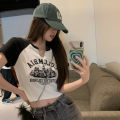 2024 New Sweet and Spicy American Retro Design Short Student Top Trendy Hot Girl V Collar Short Sleeve T Women's Summer T-shirt. 