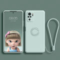 Phone Case For Redmi Note 10/10s/10 Pro/10 Pro Max Xiaomi Mi 11 Lite 5G NE Shockproof Casing Liquid Silicone Ring Bracket Soft TPU Back Cover and Lanyard.