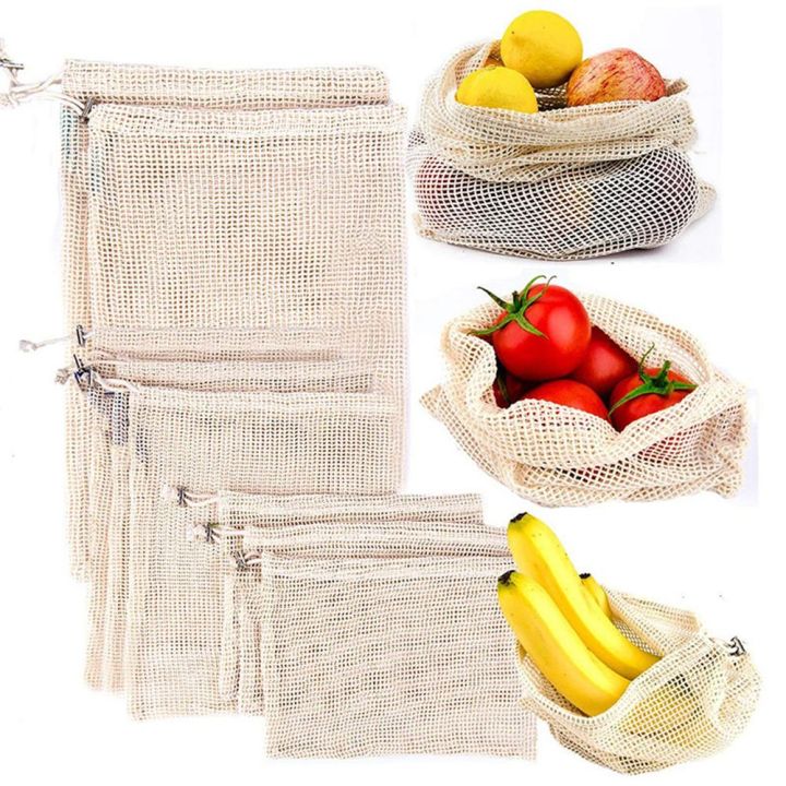 Reusable Cotton Vegetable Bags Home Kitchen Fruit And