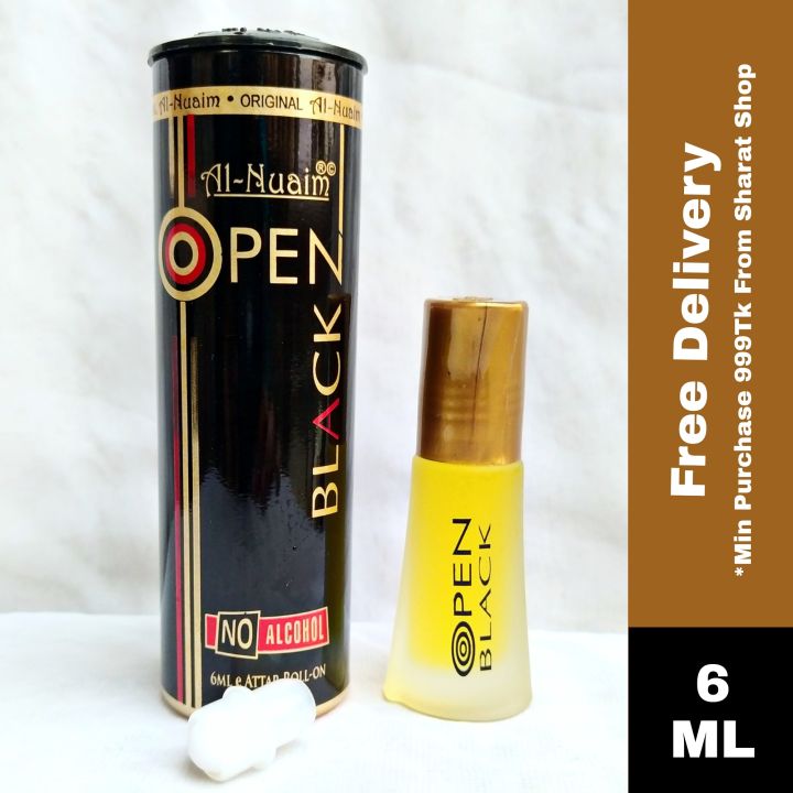 Al Nuaim Open Black Roll On Attar Non Alcoholic Long Lasting Perfume - 6ml