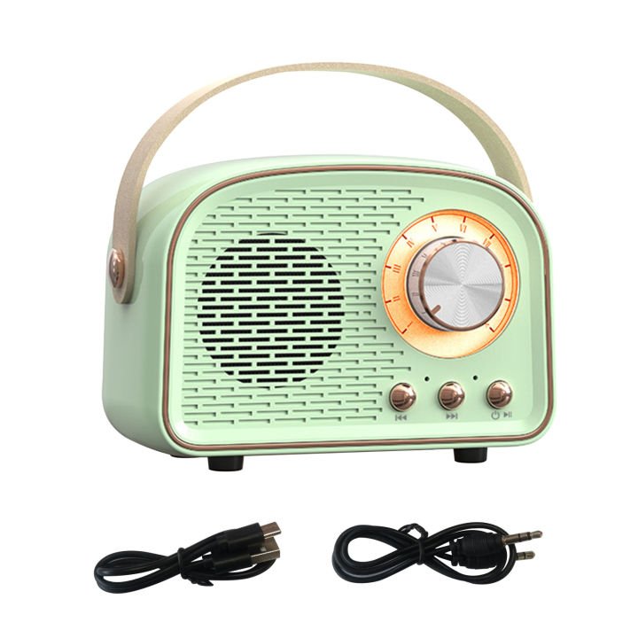 Plastic With Handle Old Fashion Retro Bluetooth-compatible 5.0 Speaker Wireless Music Player Portable Mini Vintage Speaker