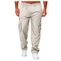 New Men Cargo Pants Summer Button Zipper Stretch Waist Loose Trousers Casual Multi-Pocket Straight Pants Sports Outdoor Wearing.