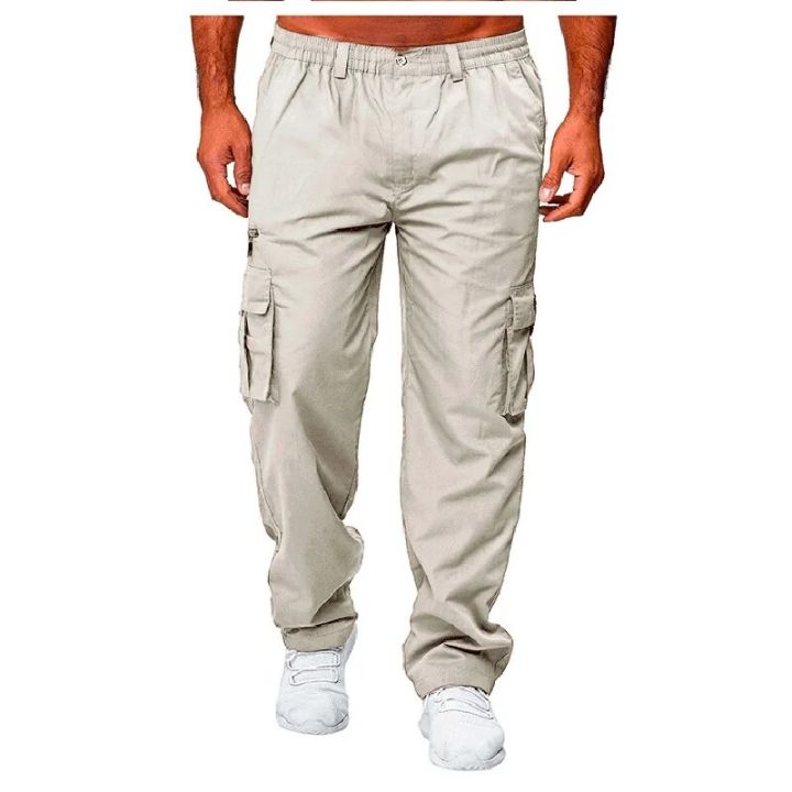 New%20Men%20Cargo%20Pants%20Summer%20Button%20Zipper%20Stretch%20Waist%20Loose%20Trousers%20Casual%20Multi-Pocket%20Straight%20Pants%20Sports%20Outdoor%20Wearing%20-%20Image%207