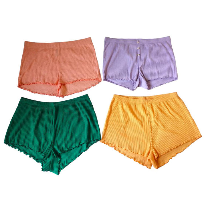 Multicolored Stretchable Elastic Waist Cotton Summer Shorts for Women