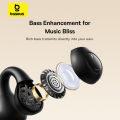 Baseus Open Ear Bass 15 Clip Open-Ear TWS Earbuds Earphone Clip-Ons Bluetooth Wireless Sports Headphones Ultra Lightweight Long Battery Low Latency with 3dB 2-mic ENC. 