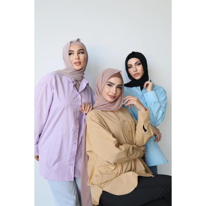 Muslim ladies Blouse With Design Long Drop Sleeve With Buttoned Cuffs For  Women Pointed Collar Modest Cotton Wear Blouse