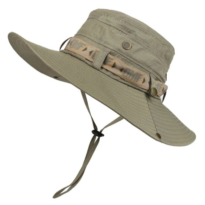 Summer Men Bucket Hat Outdoor UV Protection Wide Brim Panama