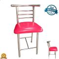 Square Seat Stainless Steel Chair, For Restaurant/ Office/ Home - RED (SS Pipe - 1Pcs). 