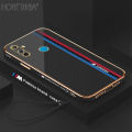 Hontinga for Realme C3 Back Cover + Free Lanyard Luxury 6D Plating Fashion Racing Side Pattern Case Soft Silicone Square Mobile Cover.