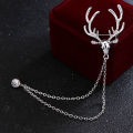 Deer Head Chain Brooch Pin For Men's Suits Coats Fashion Classic Accessories Crystal Jewelry Gift. 