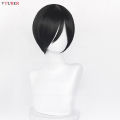 Anime Ada Wong Cosplay Wig Ada Wong Wigs 32cm Short Black Heat Resistant Synthetic Hair Woman Party Role Play Wigs + Wig Cap. 