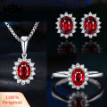 Carat Women Rhinestone Inlaid Oval Pendant Necklace Earrings Open Ring Jewelry Set. 