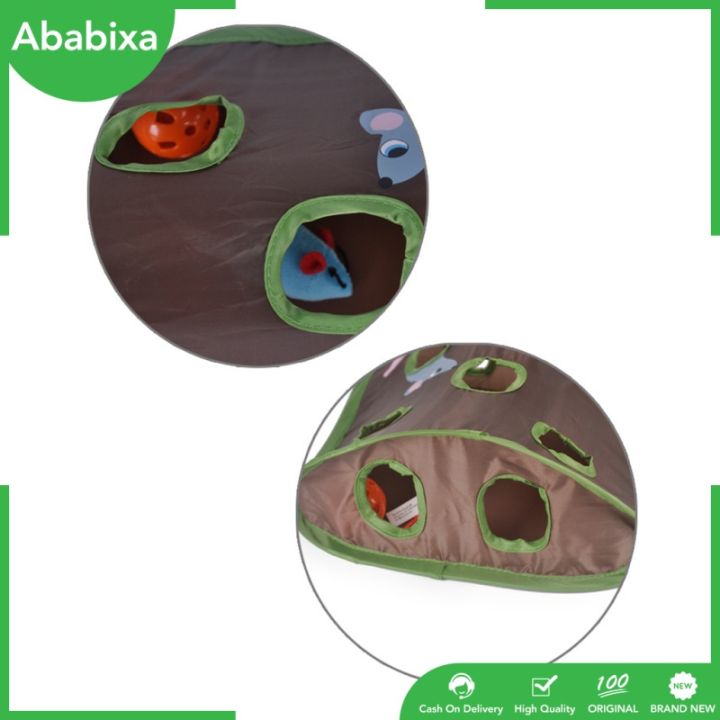 Mouse Hunt Cat Mice Toy Hide & Seek Game Pop-up Collapsible Puzzle Exercise Toy 9 Holes Mouse Hunt with Bell-ball (Mouse hunt)