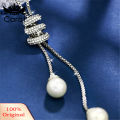Fashion Charm Rhinestone Faux Pearls Pendant Long Neckle Women Sweater Chains. 