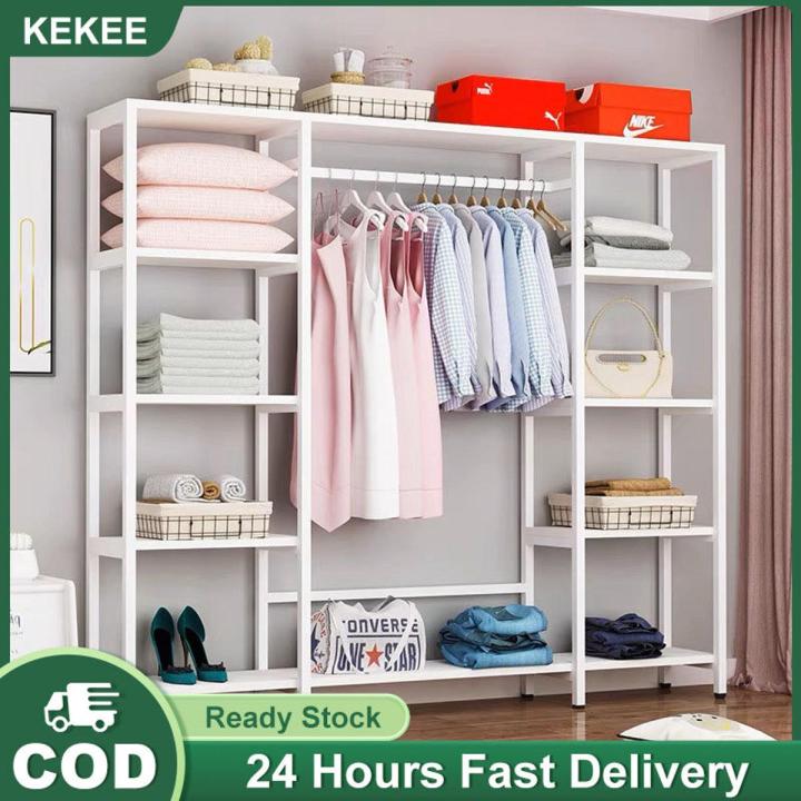Ward Robe Rak KEKEE Cloth Wardrobe Rack Cabinet Simple Style Coat Rack Multi-Purpose ...