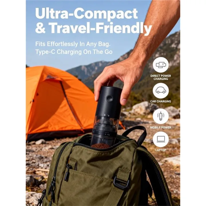 Portable%20Electric%20Burr%20Coffee%20Grinder,Grind%20While%20Charging,Visual%20Bean%20Hopper,38%20External%20Grind%20Settings,for%20Travel%20-%20Image%203