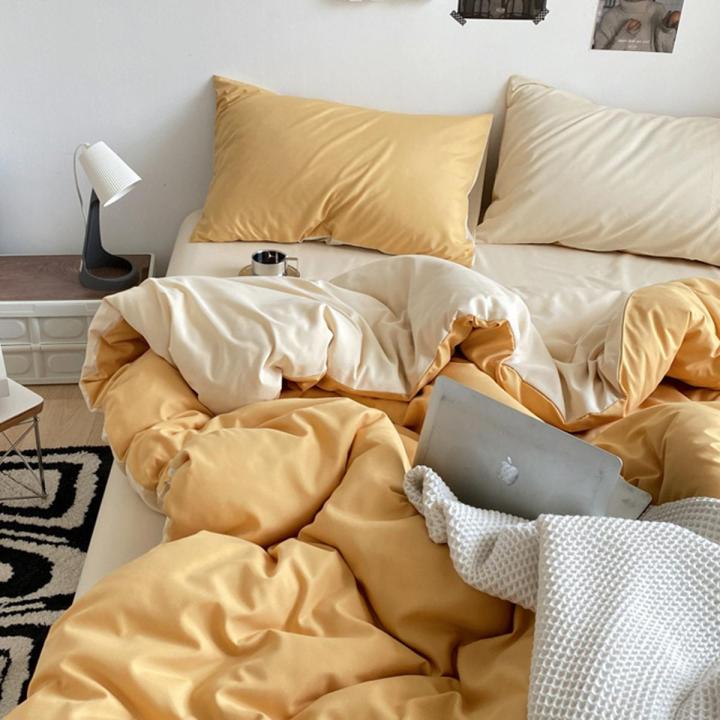 Wholesale Bedding Pure Color Duvet Cover Four-Piece Set Male and Female Student Dormitory Quilt Cover Bed Sheet and Pillowcase Three-Piece Set Four Seasons