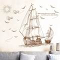 Cartoon Pirate Ship Sailing Wall Stickers for Kids Rooms Boys Removable Vinyl PVC Decal DIY Art Home Decor. 