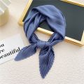 2022 Pleated Satin Scarf for Women Neckerchief Ribbon Square Skinny Hair Tie Band Kerchief Satin Foulard Scarves Headscarf. 
