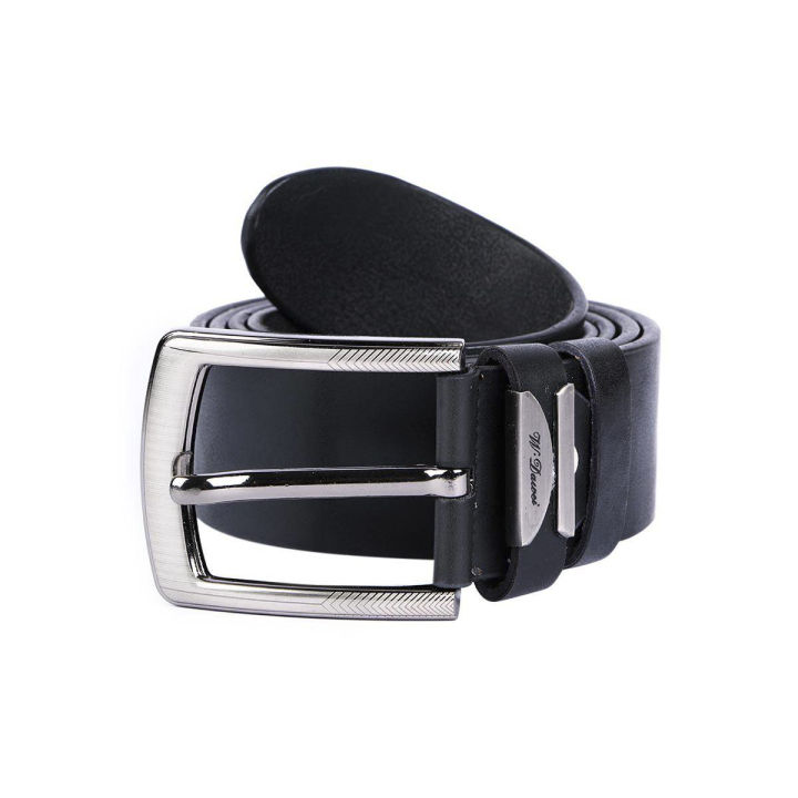 Black Leather Formal Belt For Men