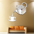 Modern minimalist art acrylic diy teapot cup wall clock living room restaurant net red mute clock wall clock. 